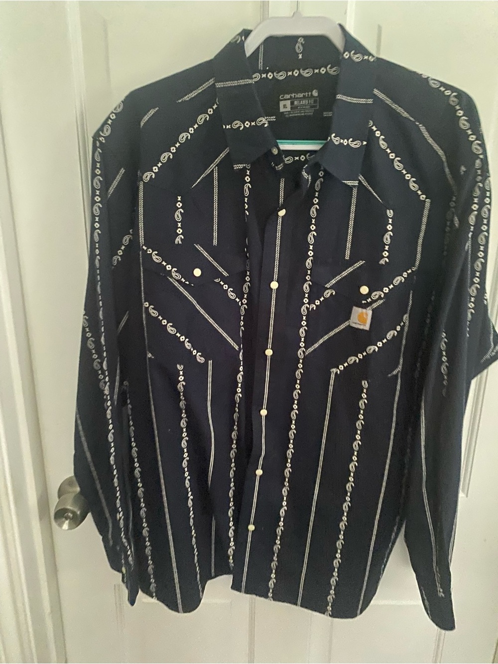 Carhartt Navy Western-Pattern Shirt Jacket